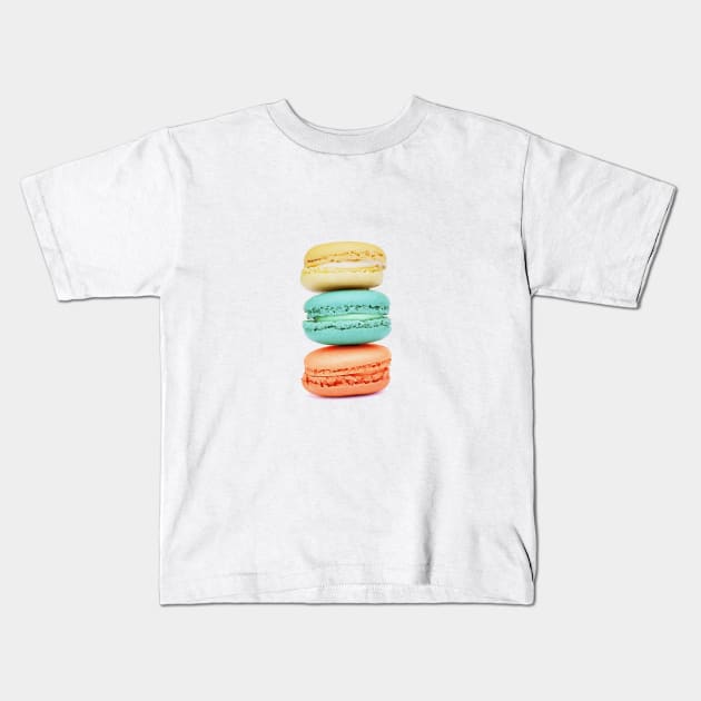 Stack of Macarons - Coral Aqua and Yellow Kids T-Shirt by latheandquill